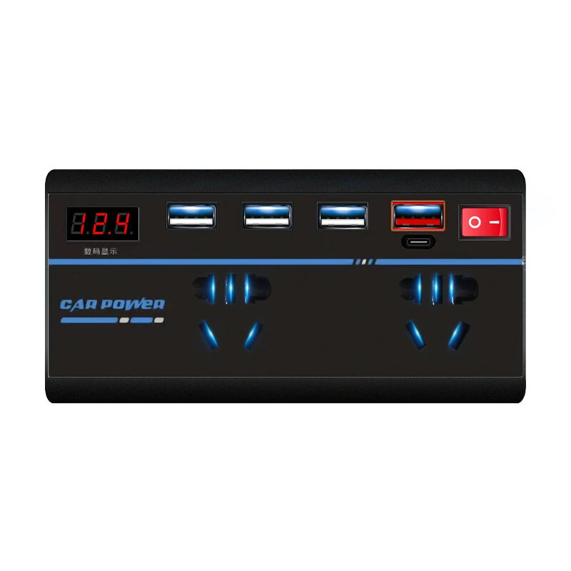 Car Inverter & Charger 12V to 110V/220V Power Converter with Digital Display Car Inverter Charger 12V24V To 110V220V Power Converter Type-C Mobile Phone Fast Charging (image for) Car Inverter & Charger 12V to 110V/220V Power Converter with Digital Display Car Inverter Charger 12V24V To 110V220V Power Converter Type-C Mobile Phone Fast Charging