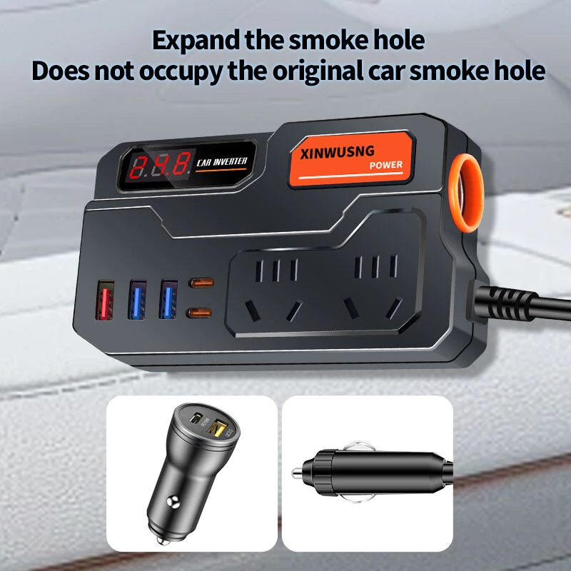 (image for) Car Inverter 12V 24V To 220V Car Booster Charging Truck Household Socket Power Conversion Multi-function Vehicle Inverter Charger